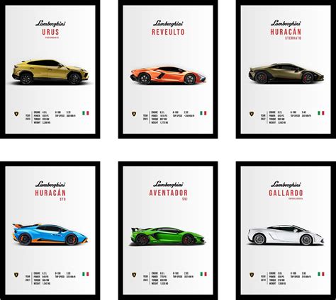 CodersParadise Lamborghini Wall Poster Frames - Pack Of 6 | 8 x 12cm ...