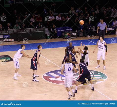 Basketball Players Jump Ball Editorial Stock Photo - Image of ...