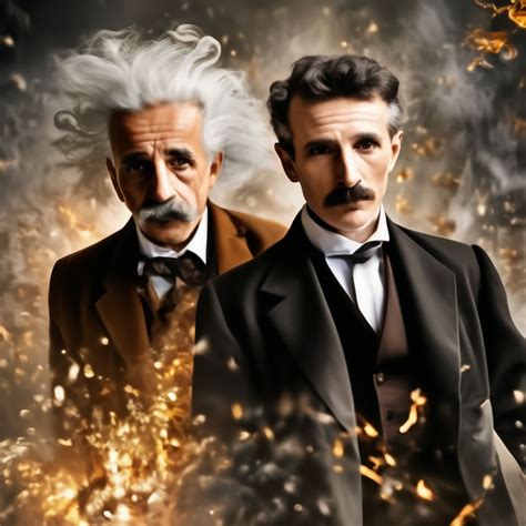 Einstein Nikola Tesla Albert Einstein And Nikola Tesla Two Scientists
