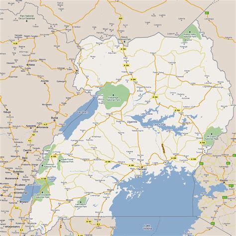 Detailed road map of Uganda with cities | Uganda | Africa | Mapsland | Maps of the World