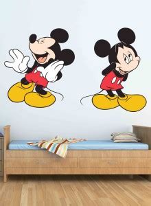 WALLMANTRA 135 cm Mickey Mouse Laughing Cartoon Wall Decal Self ...