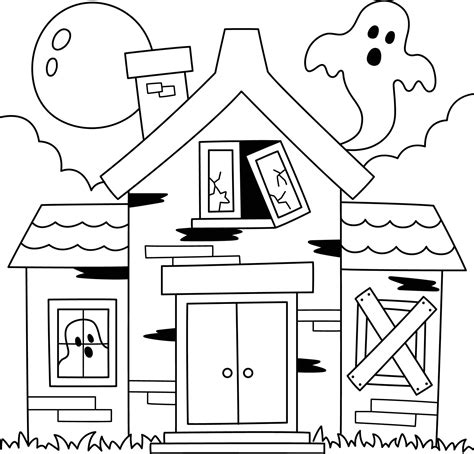 Halloween Coloring Sheet Haunted House