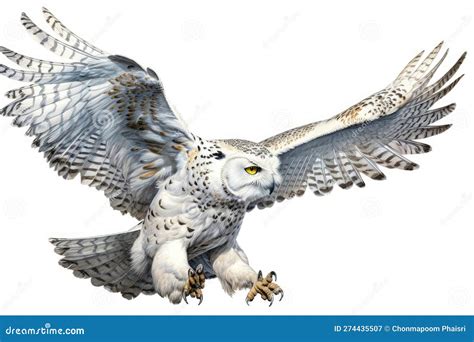 Top 20 Snowy Owl Action, Watercolor Predator Animals Wildlife. Stock Illustration - Illustration ...