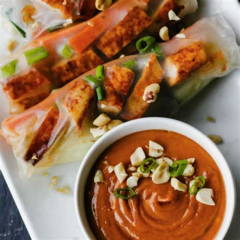 Tofu Spring Rolls with Peanut Dipping Sauce
