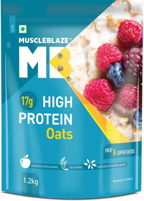 MUSCLEBLAZE High Protein Oats, 17 g Protein, Breakfast Cereals, Fruit ...