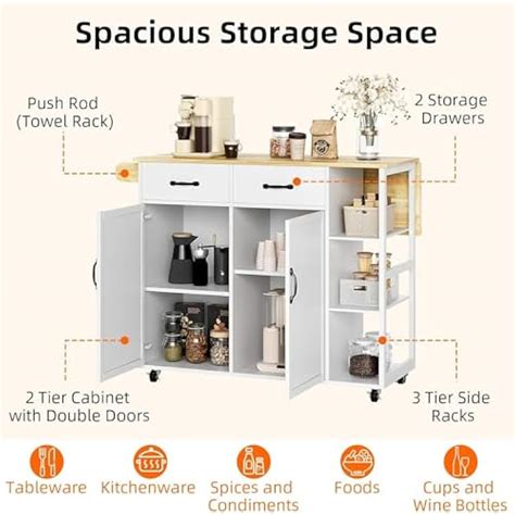 OUTGOODS Rolling Kitchen Island with Storage, Portable India | Ubuy