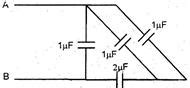 Five capacitors are connected as shown in the figure. The equivalent ...