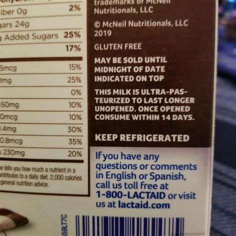 My Lactaid chocolate milk states that it can be sold until midnight on ...