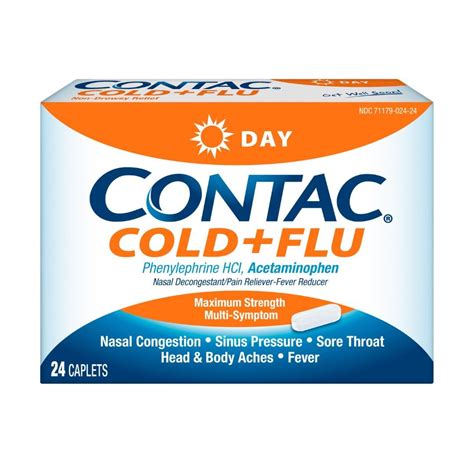 Buy Contac Cold & Flu Medicine, Non-Drowsy, Powerful Multi-Symptom Daytime for Nasal Congestion ...