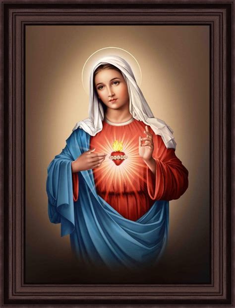 Premium LED Backlit Sacred Heart Mother Mary Photo | Brown Designer ...