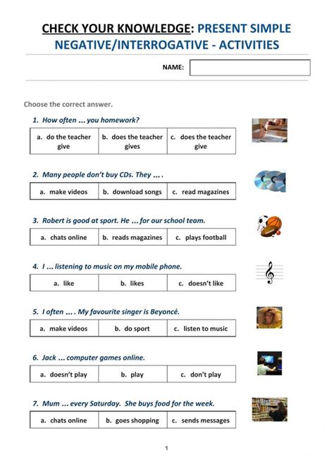 Image result for Present Simple Negative Multiple Choice