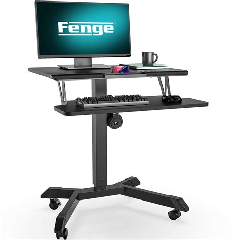 Fenge Mobile Standing Desk, Laptop Desk with Keyboard,Rolling Standing ...
