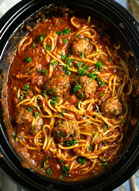 Crock Pot Spaghetti and Meatballs - FULL RECIPE