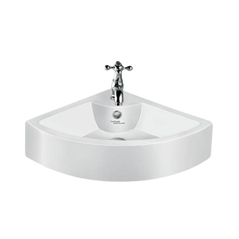 Hindware - Wall Mounted Corner White Wash Basin - CLARET 10076 by Decure.in