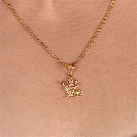Custom Made Pure Handcrafted 22k Gold Sherawali MAA Durga Pendant: Ind ...