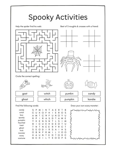Halloween Activity Sheets Kindergarten