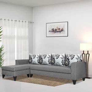Brickwud Marvelon LHS L Shape Sofa Set (Dark Grey) Fabric 5 Seater Sofa ...