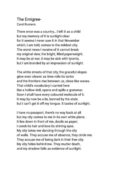 The Emigree Poem Analysis: Refugee Themes and Imagery by Carol Rumens ...