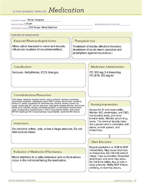 Lithium - ATI Med Template - ACTIVE LEARNING TEMPLATES THERAPEUTIC ...