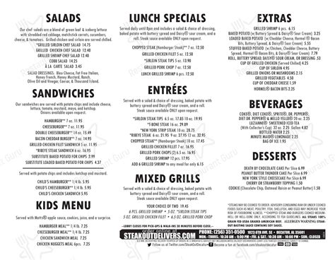 Menu at Steak-Out Charbroiled Delivery steakhouse, Decatur, 6th Ave SE