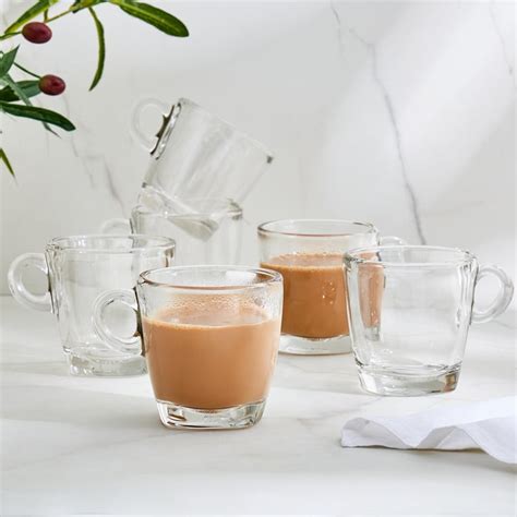 Buy OCEAN Set of 6 Glass Coffee Mugs -195ml from Ocean at just INR 899.0