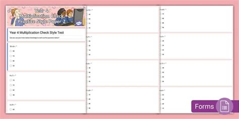 Year 4 Multiplication Check Style Test (teacher made)