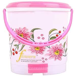 Kuber Industries Floral Plastic Open-Top Dustbin, 10 Litres, Pink ...