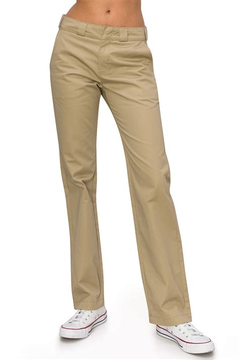 KHAKI & BLUE Women's Work Pants – High Rise Straight Leg Casual ...