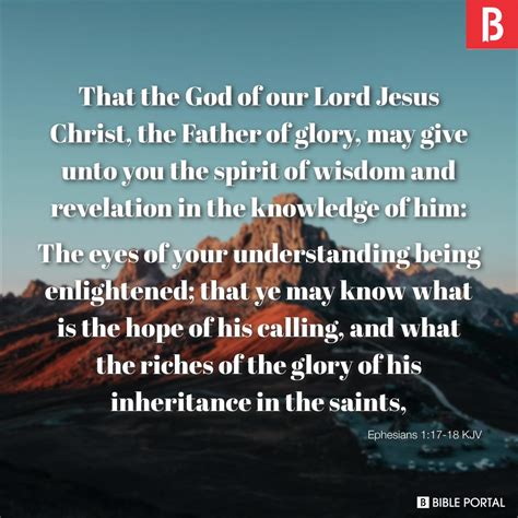 Ephesians 1:17-18 KJV - Bible Scripture Image - Bible Portal