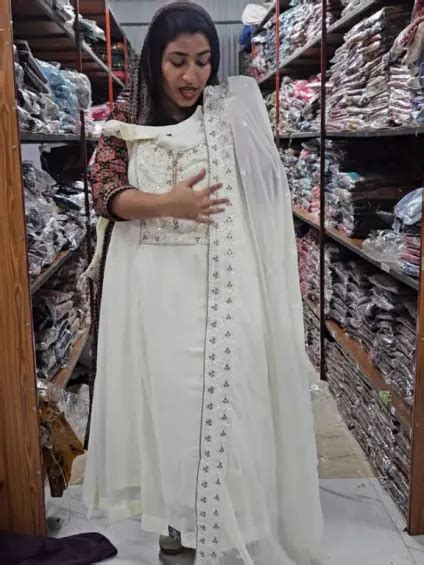 SEMI PARTY WEAR FAUX GEORGETTE HAND WORKED ALINE CUT TOP AND DUPATTA