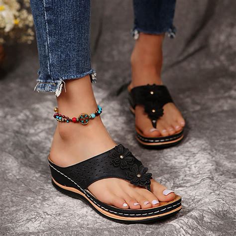 Buy Flip Flop Slides for Women with Arch Support Wide Width Sandals ...