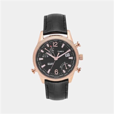 Timex Intelligent Men Quartz Black Dial Analog Leather Watch TWEG16104 ...