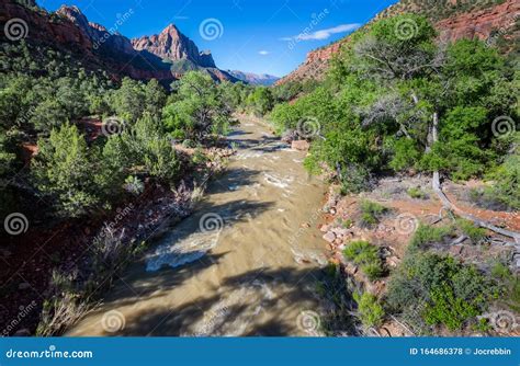 The Watchman and Virgin River from the Canyon Junction Bridge, Zion ...