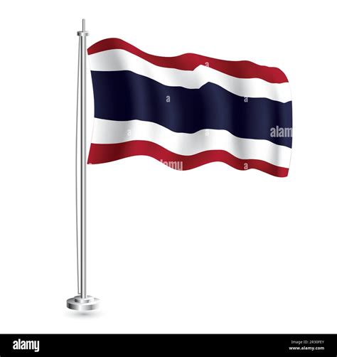 Thai Flag. Isolated Realistic Wave Flag of Thailand Country on Flagpole ...