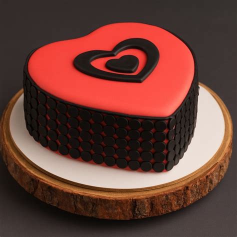 Red and Black Heart Cake Online | YummyCake