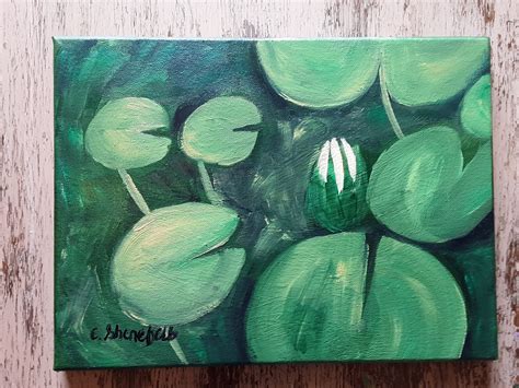 Lily Pad Painting Water Lily Painting Floral Painting Free Shipping US ...