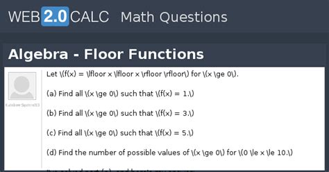 View question - Algebra - Floor Functions