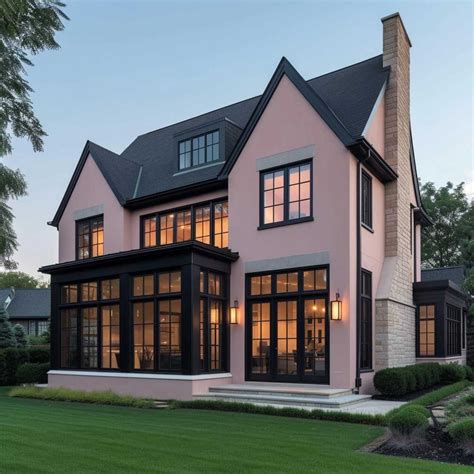 Chic Blush Pink and Charcoal Black in Modern Exterior Combinations ...