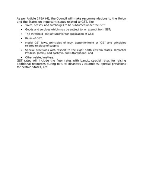 Document - Notes - As per Article 279A (4), the Council will make ...