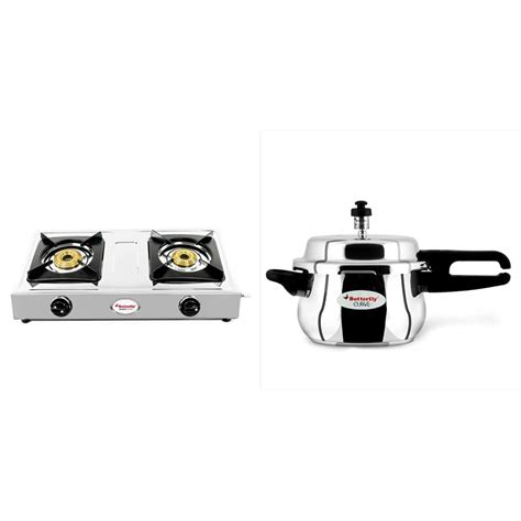 Buy Butterfly Smart Stainless Steel 2 Burner Gas Stove, Manual Ignition ...
