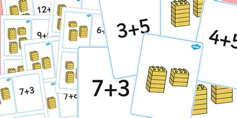 Building Brick Addition Matching Cards