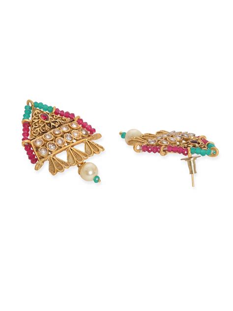 Rubans Sacred Love: Lord Krishna and Radha Temple Jewellery Gold Tone