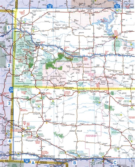 Map of the South Dakota and Nebraska border. South Dakota and Nebraska ...