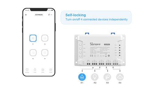 SONOFF 4CH R3-230V 10A 2200W 4 Gang WiFi DIY Smart Switch Inching