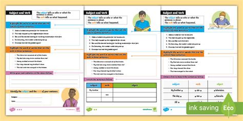 Identifying Subjects and Verbs Worksheet | Primary Resources