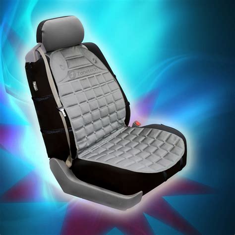 Zone Tech Car Heated Seat Cover Cushion Hot Warmer - 12V Heating Warmer Pad Hot Gray Cover ...