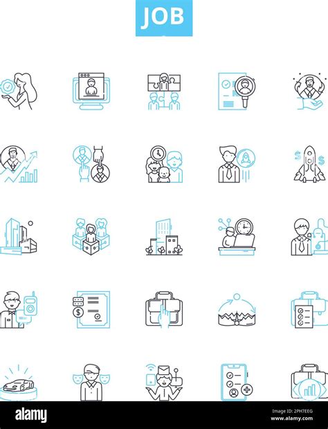 Job vector line icons set. Work, Employment, Profession, Occupation, Task, Employment, Career ...