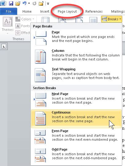 Image result for How to Create a Section Break in Word