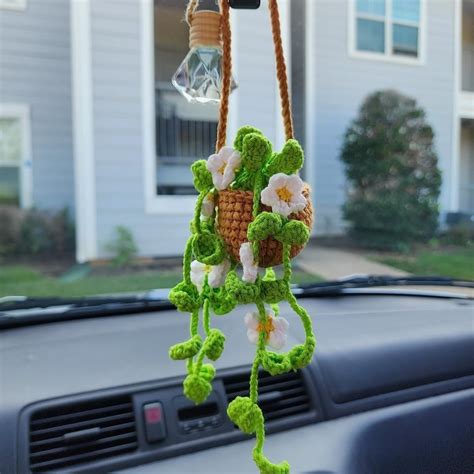 Amazon.com: Car Mirror Hanging Accessories ， Car Rearview Mirror Decor，Cute Crochet Orchid ...