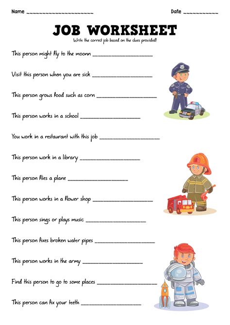 14 Jobs Occupations For Kids Worksheets - Free PDF at worksheeto.com